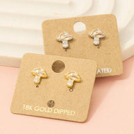 Mini Rhinestone Mushroom Stud Earrings