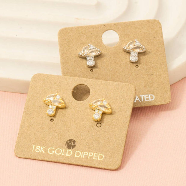 Mini Rhinestone Mushroom Stud Earrings