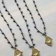 Sacred Heart Midnight Dream Crocheted Crystal Necklace