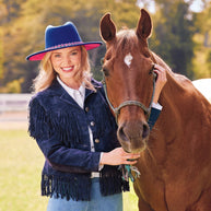 Blue Suede Fringe Jacket