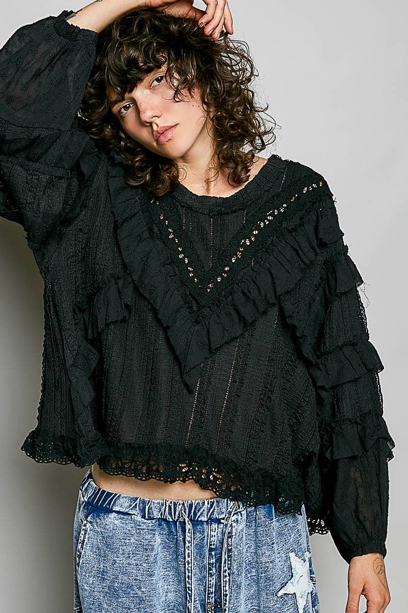 Eyelet Ruffle Blouse