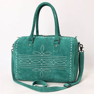 Western Suede Boot Stitch Duffel Bag, Turquoise