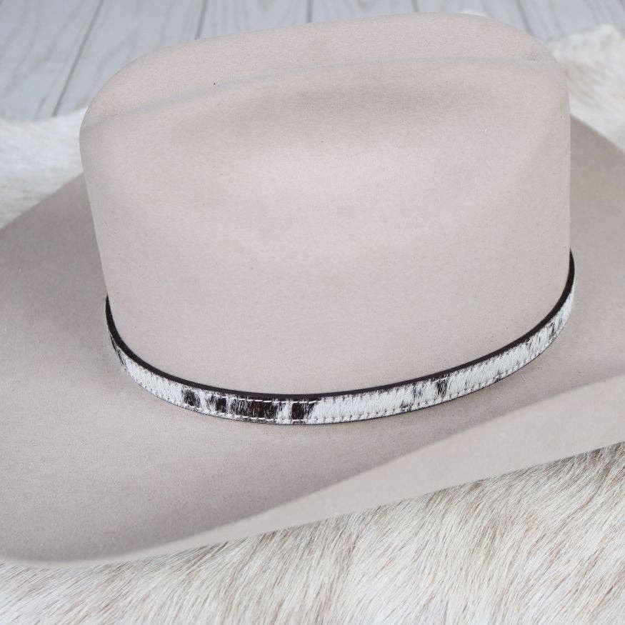 Stockton Cowhide Hat Band with Silver Buckle