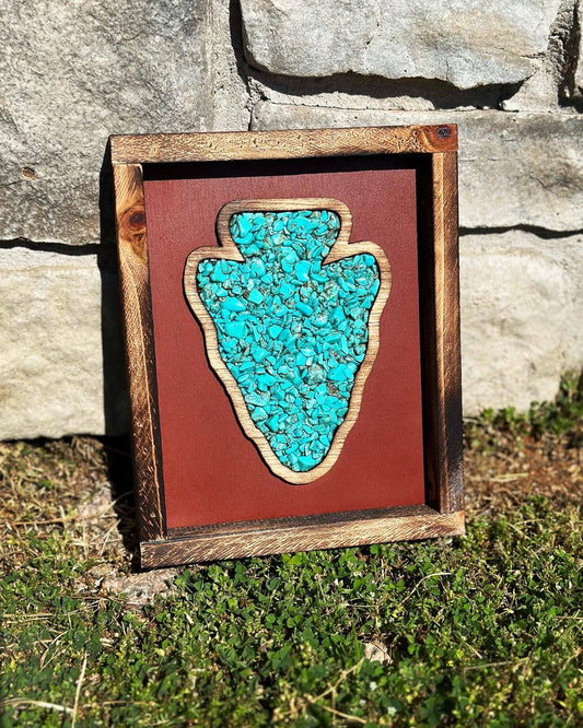 Handmade Small Turquoise Dripping Arrowhead Decor with Turquoise