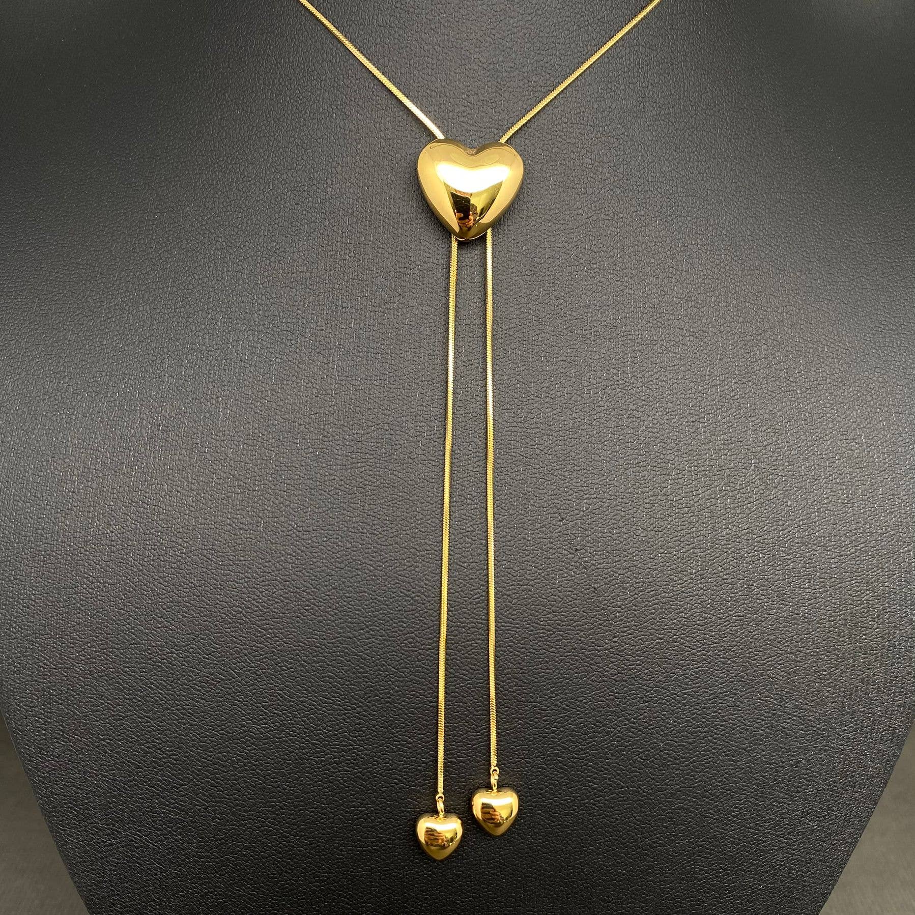 Glossy Heart 18K GP S.Steel lariat Necklace