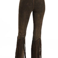 Studded Fringe Foldover Yoga Pants