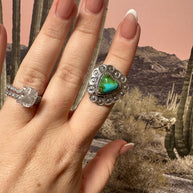 Beautiful Handmade Sonoran Mountain And Sterling Silver Adjustable HEART Ring