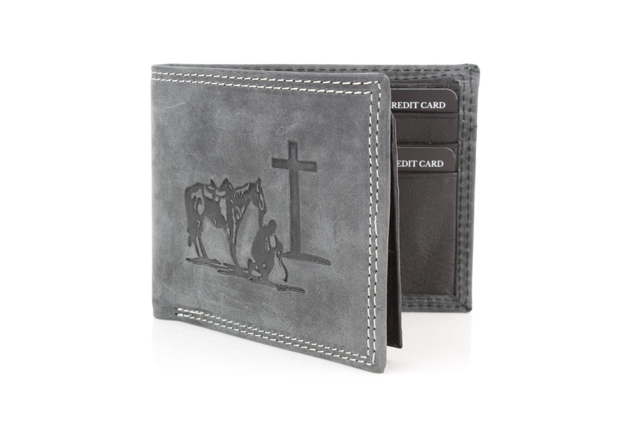 Men’s Bi-Fold Wallet with Praying Cowboy Emboss
