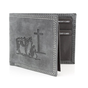 Men’s Bi-Fold Wallet with Praying Cowboy Emboss