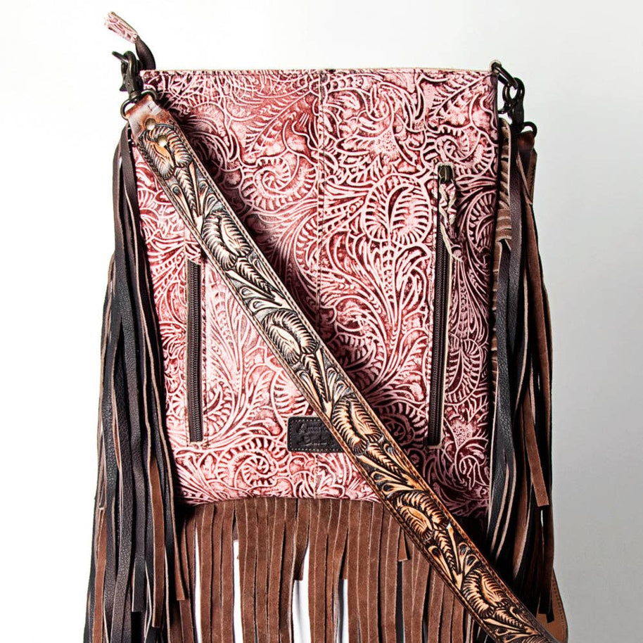 Long Fringe Messenger Leather Bag