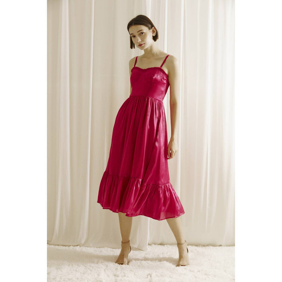 Bustier Midi Dress, Magenta