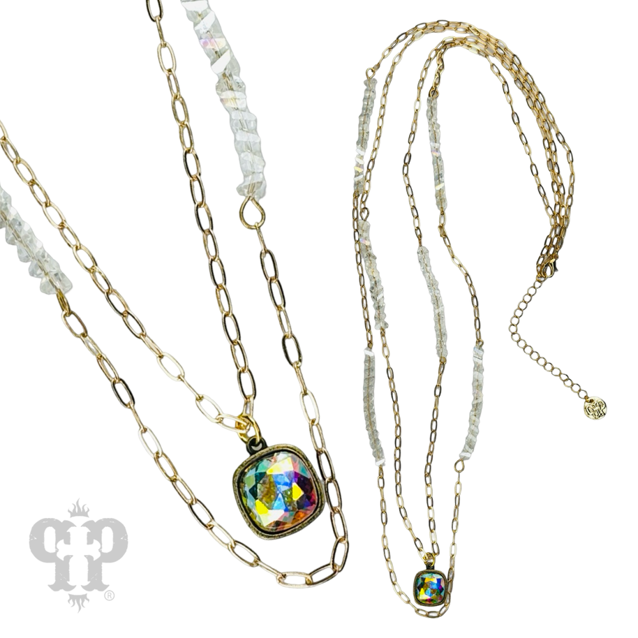 Swarovski® crystal paperclip chain necklace