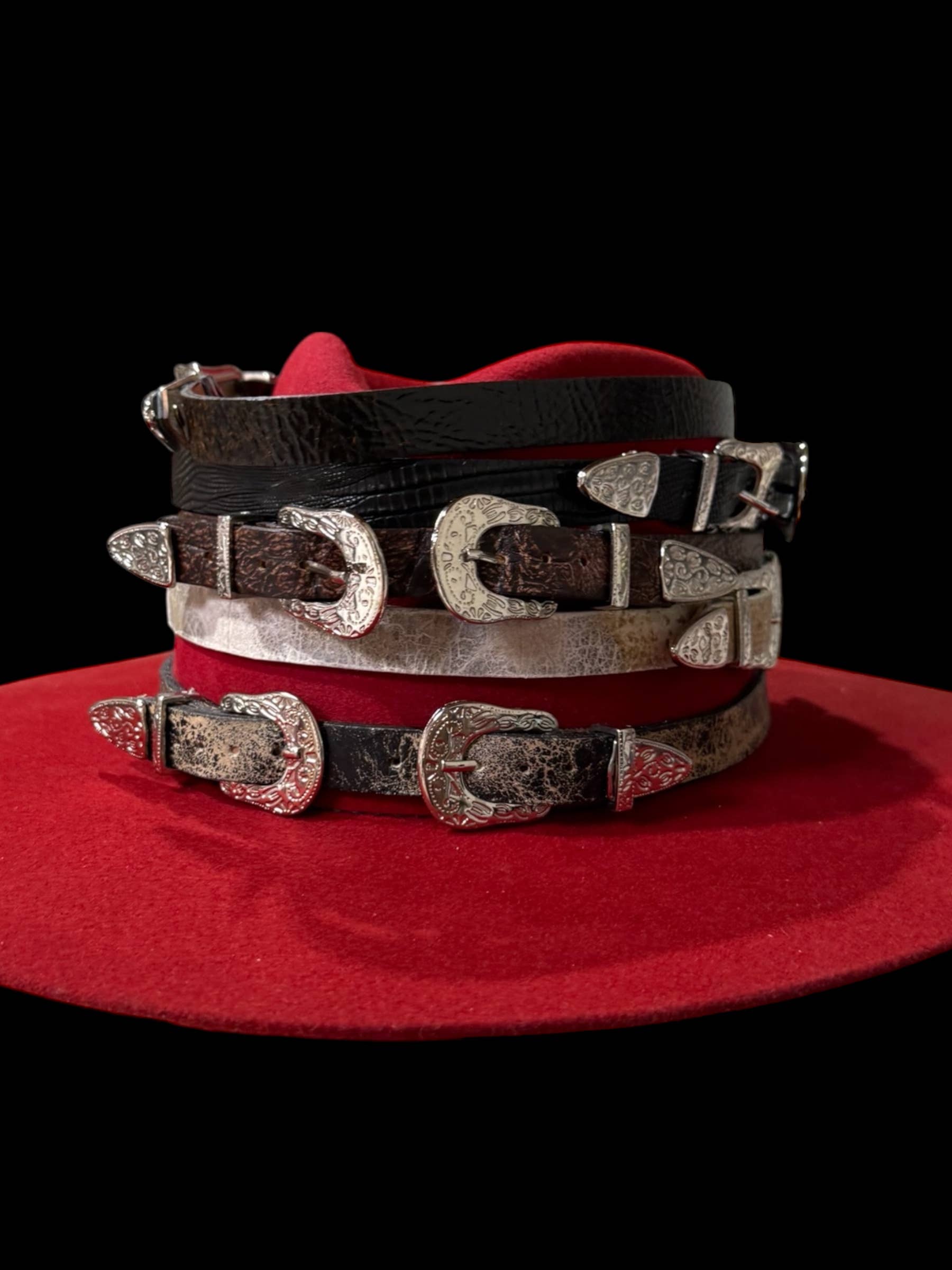 Leather Buckle Belt Hat Band