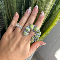 Beautiful Handmade Palomino Turquoise And Sterling Silver Adjustable Naja STAR Ring