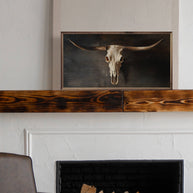 Western Black Skull Wood Art Print