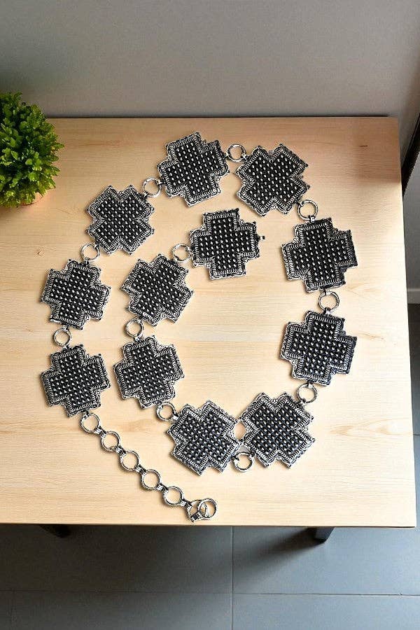 Western Cross Bubble Concho Belt