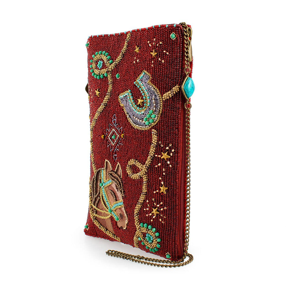 Saddle Up Burgundy Horse Western Mini Crossbody Handbag