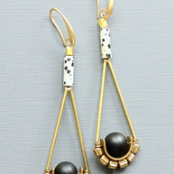Dalmatian jasper and jet glass earrings