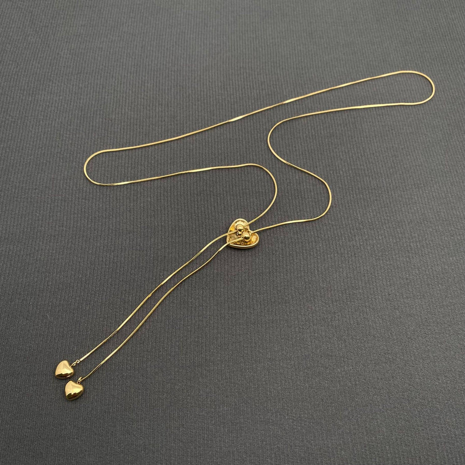 Glossy Heart 18K GP S.Steel lariat Necklace