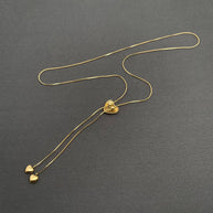 Glossy Heart 18K GP S.Steel lariat Necklace