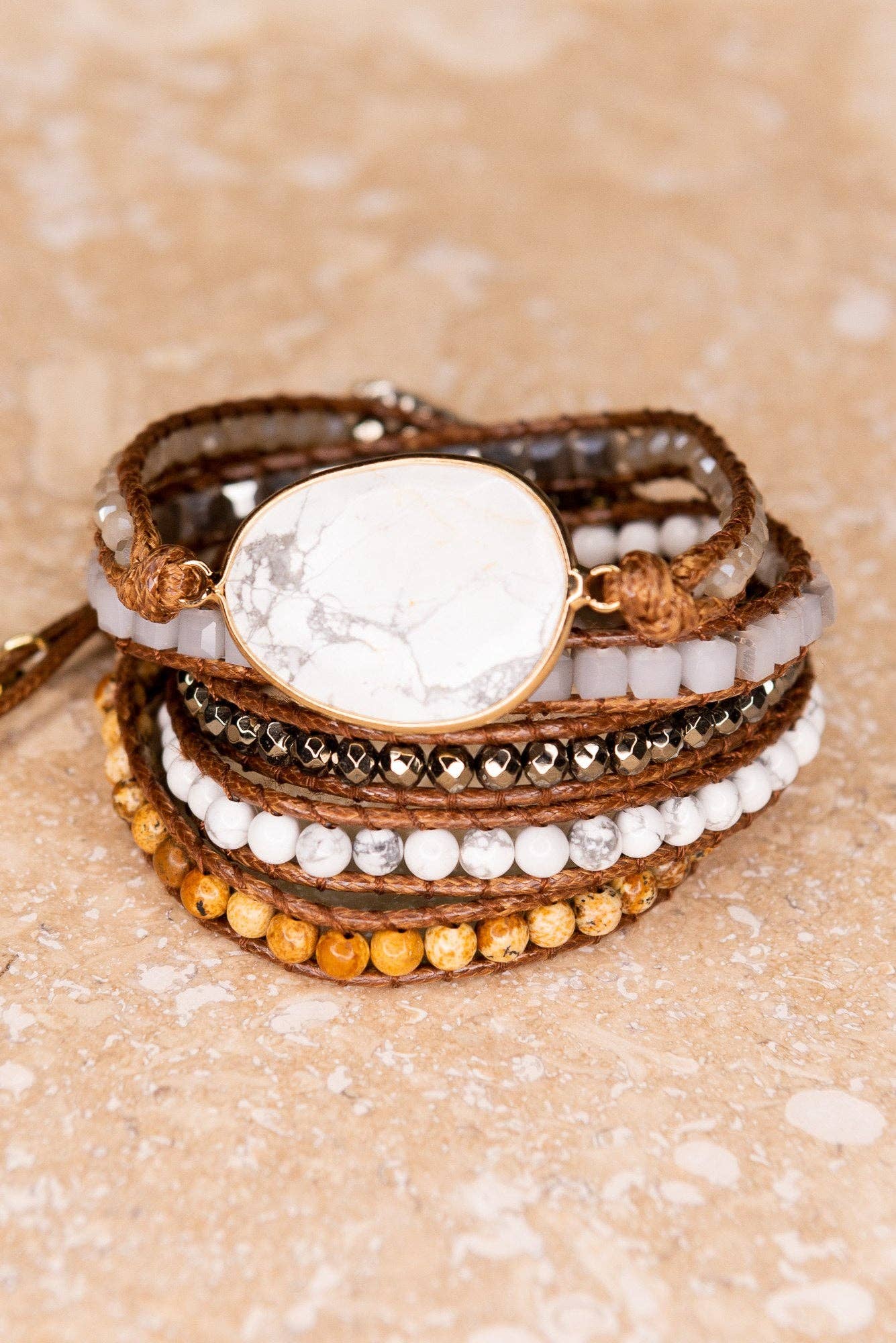 Kelly Wrap Bracelet: Jasper/Brown