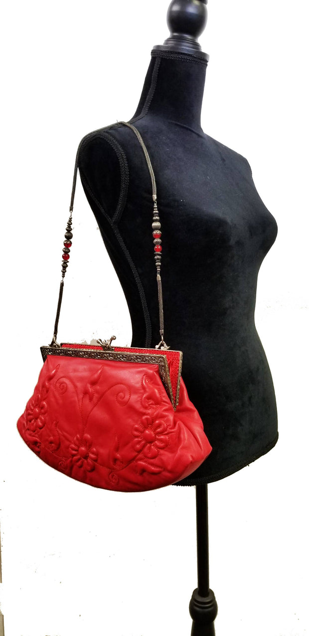Vintage Style Red Leather Purse