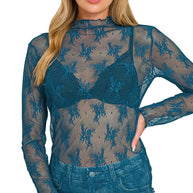 Lace Long-Sleeve Layering Top, Several Colors