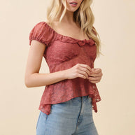 Ruffle Lace Sweetheart Shirt