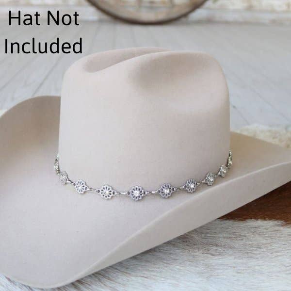 Silver Dainty Wildflower Chain Hat Band