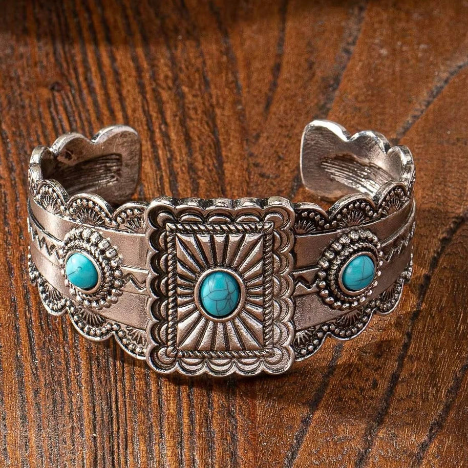 Western Inspired Faux Turquoise Cuff Bracelet