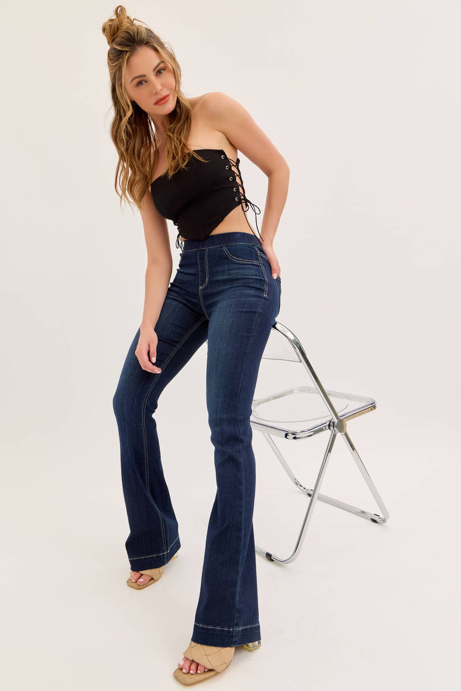High-Rise Dark Flare Jegging