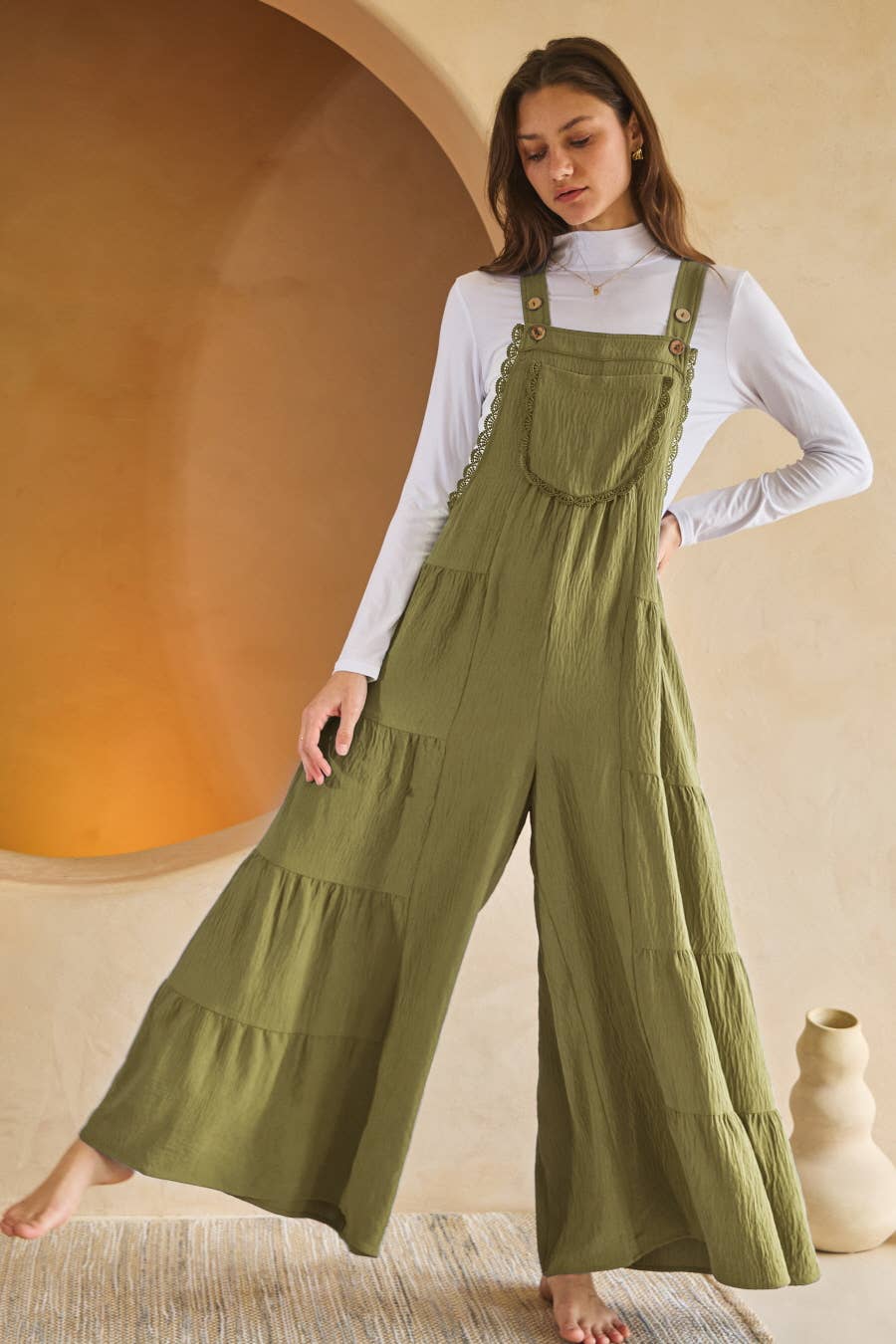 Tired Wide Leg Overall
