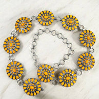 Western Floral Gem Link Chain Belt