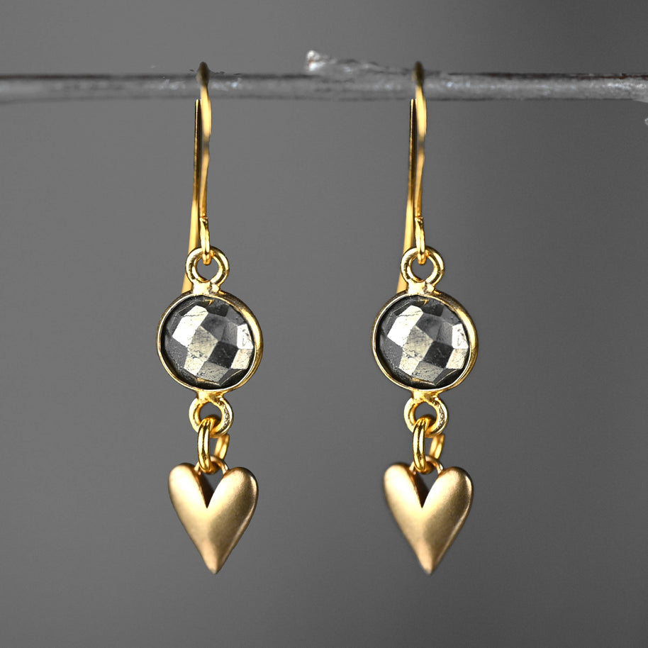 Brass Turquoise + Heart Earrings
