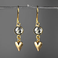 Brass Turquoise + Heart Earrings