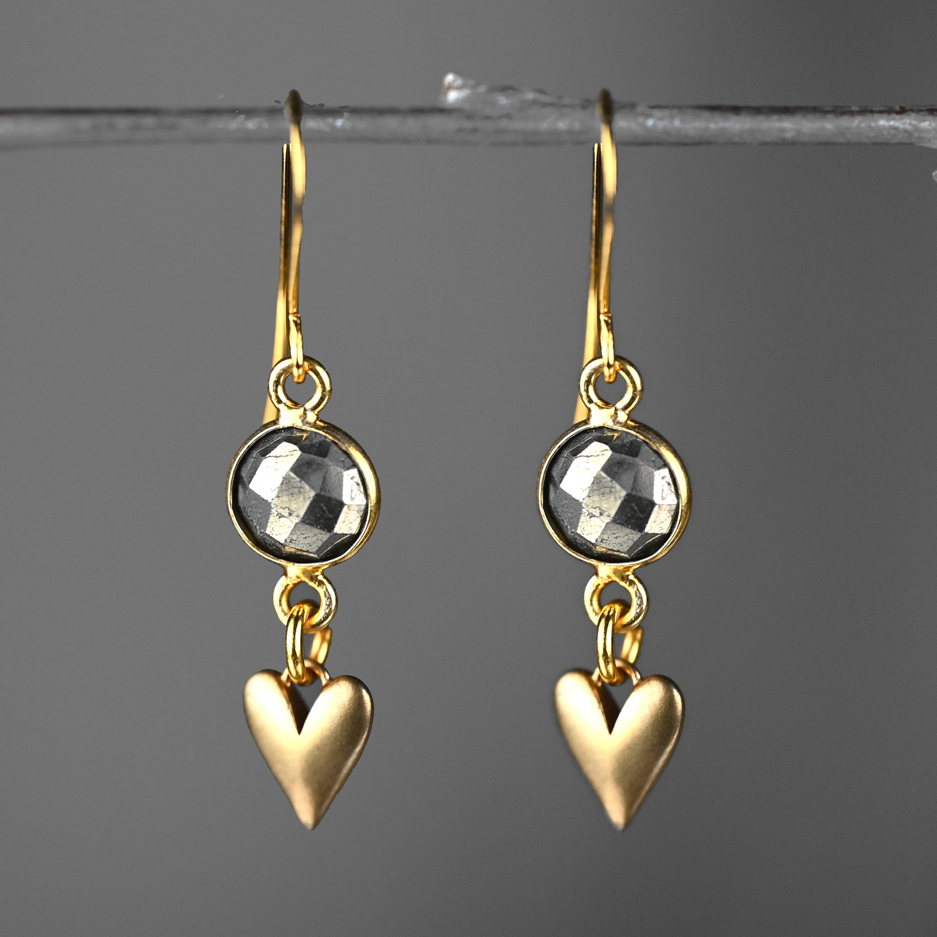 Brass Turquoise + Heart Earrings