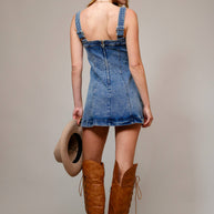 Denim Buckle Dress, Med Wash