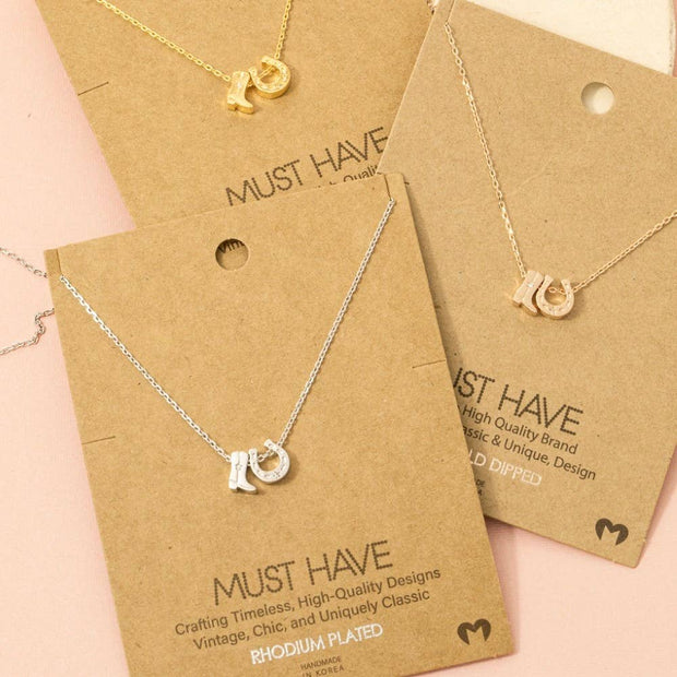 Boots Horse Shoe Charm Necklace