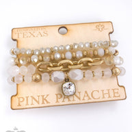 European crystal & chain bracelet stack