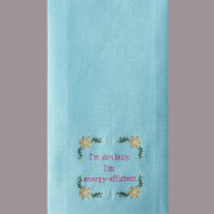 I'm Energy Efficient Pom Poms Embroidered Kitchen Towel