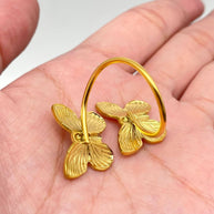 18K Gold Plated Steel Adjustable Double Butterfly Ring - FGS