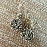 French Flower Earrings With Sterling Silver Hooks