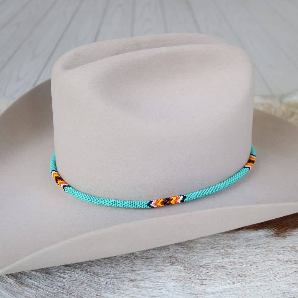 Round Beaded Turquoise Hat Band
