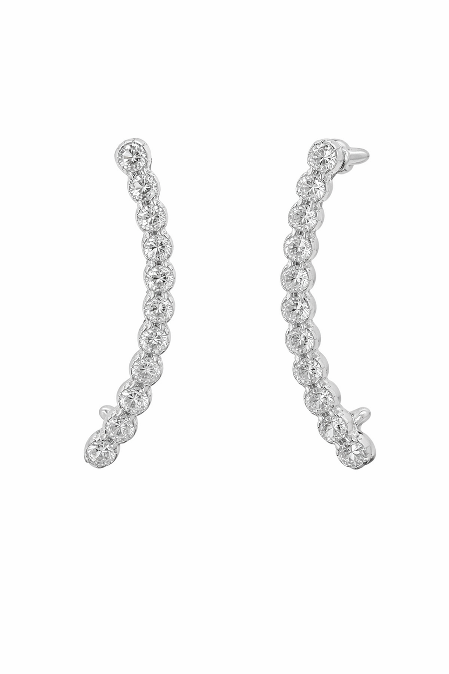 Sterling Silver CZ Earrings With Cartilage Cuff