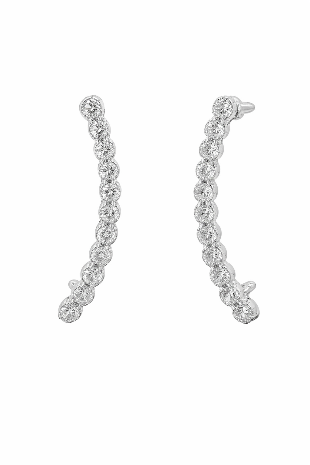 Sterling Silver CZ Earrings With Cartilage Cuff