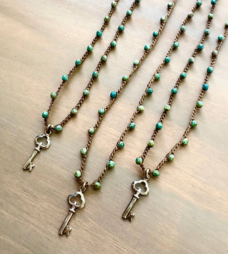 Dainty Sterling Silver Key Charm Necklace