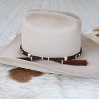 Genuine Horsehair 5 Strand Braided Hat Band with Double Tassel - Red Roan