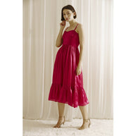 Bustier Midi Dress, Magenta