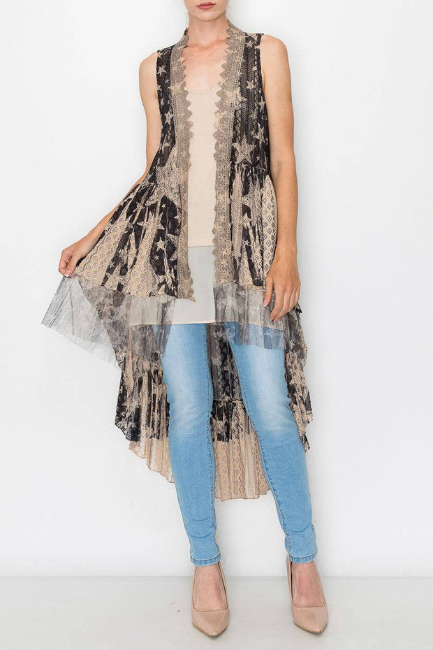 High-Low Lace Duster Vest, Star