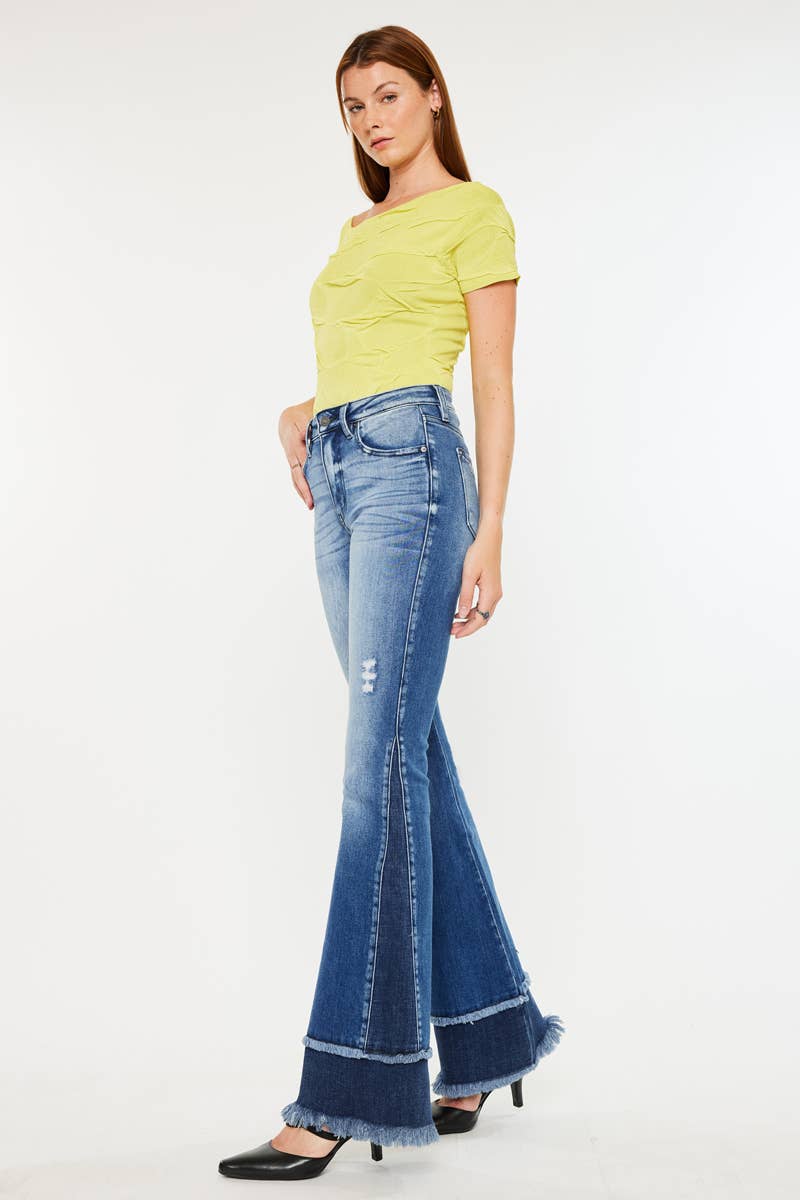 Kan Can Double Frayed Hem Jeans
